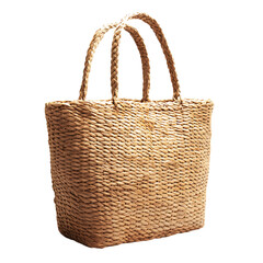 Chic Straw Tote Bag with Light Airy Weave Isolated on Transparent Background