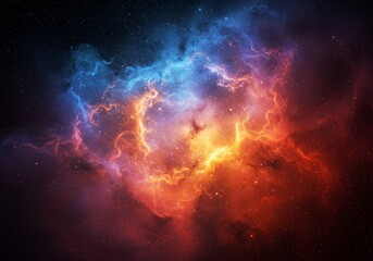 Fototapeta premium Cosmic Nebula Illustration in Space with Glowing Colors and Stars
