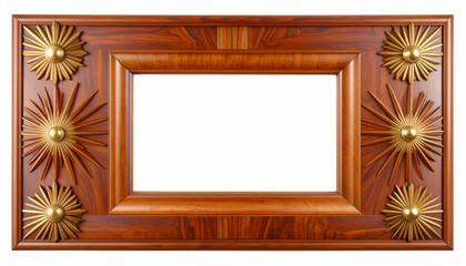 Mid-Century Modern Picture Frame Teak Wood, Brass Accents, Clean Lines