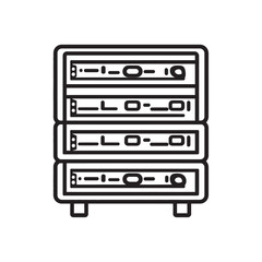 Fototapeta premium Outlined network server shows stacked equipment with simple text on white background