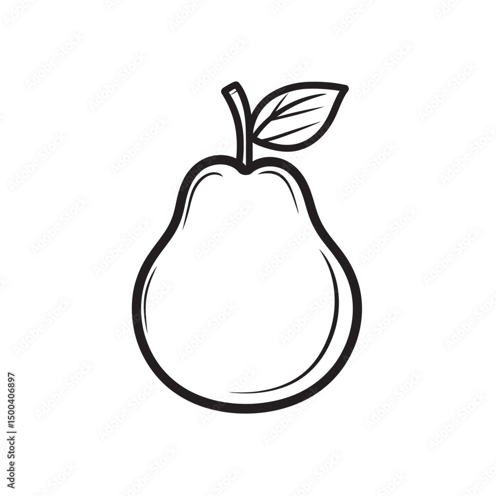 Poster outlined pear icon displays a simple single leaf on a transparent background