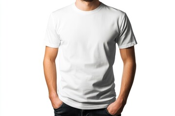 Blank white t-shirt on a man