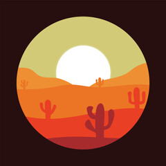 scorching desert in the afternoon vector landscape