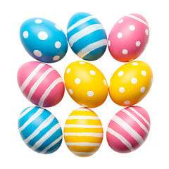 Fototapeta premium Assorted easter eggs isolated on transparent background