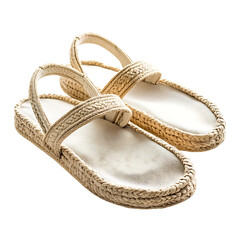 Chic Espadrille-Inspired Beach Sandals with Natural Isolated on Transparent Background