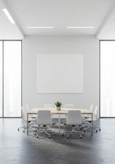 Modern Office Interior Photo of Meeting Room with White Chairs and Table