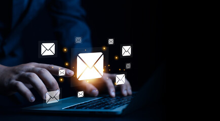 New email notification concept, business online communication, email communication, digital...