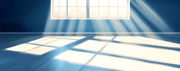 Sunlit empty room, floor, window