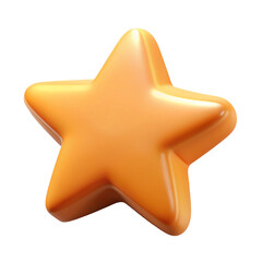 3D Cartoon Star Icon Isolated on White Background &ndash; Plastic Style Rendering