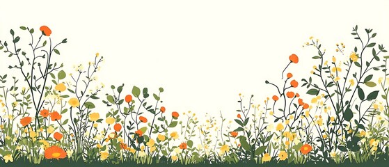 Wildflower meadow border, nature scene