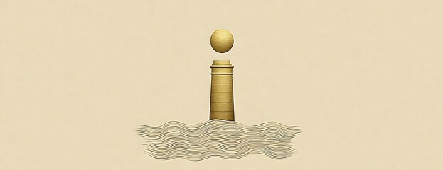 Golden lighthouse calm sea. Coastal hope