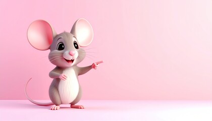 Cute Cartoon Mouse Pointing 