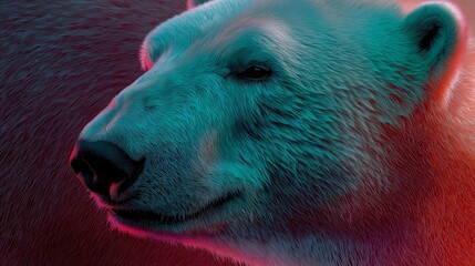 Polar Bear Portrait: A mesmerizing portrait of a polar bear, bathed in ethereal, and cold light, revealing the majestic creature's calm and serene face. 
