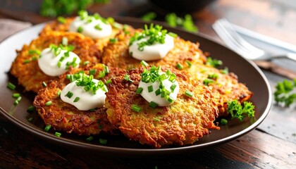 Potato Pancakes with Sour Cream.