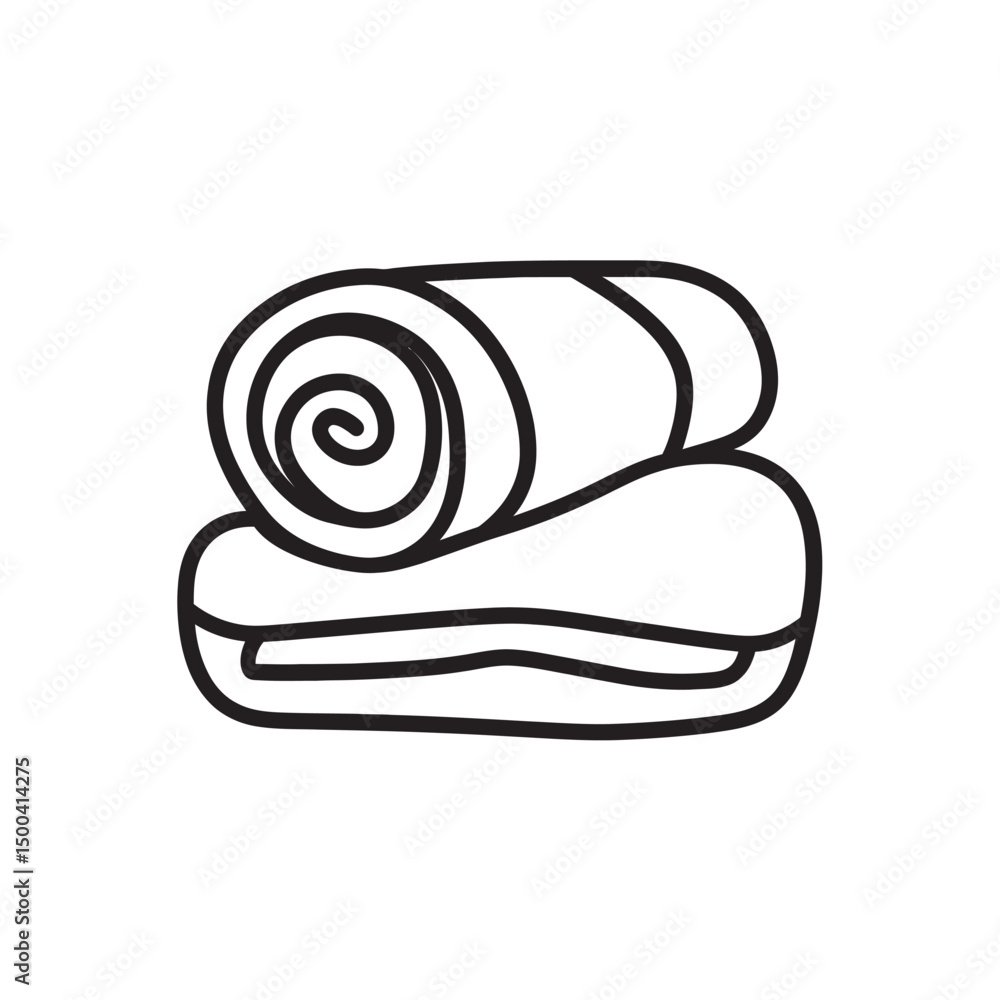 Poster rolled towel is positioned atop neatly folded towels in this transparent background vector