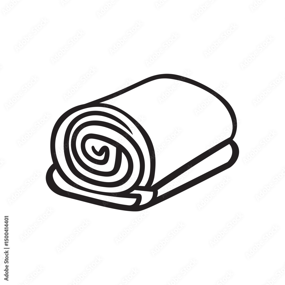 Poster rolled towel sketch showing a black outline on a white background is visible