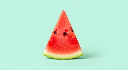 Juicy and Refreshing Slice of Watermelon with Vibrant Red Flesh and Black Seeds