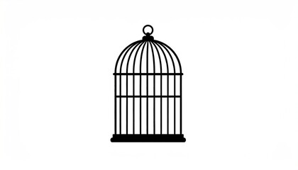 Empty Birdcage with Black Silhouette.