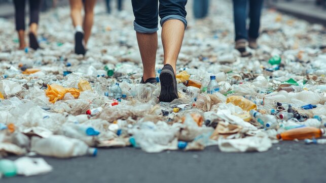 Community cleanup initiative urban streets environmental awareness polluted environment ground level social responsibility