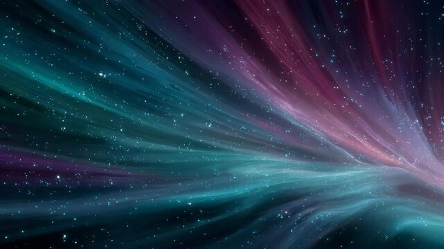 Aurora-inspired teal and magenta space rays, galactic velocity concept, vibrant digital scene