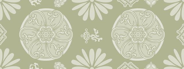Artistic Handmade Floral Scroll Motif Illustrations