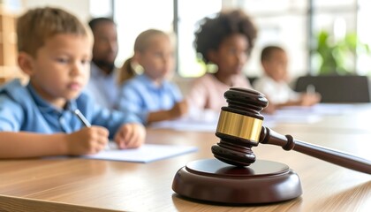 Childrens Courtroom with Gavel Focus.