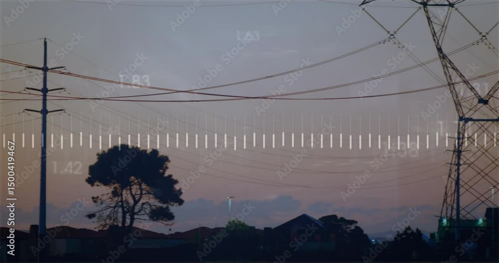 Aufkleber data fluctuation starting waveform pulsing and readouts while camera panning across lattice towers