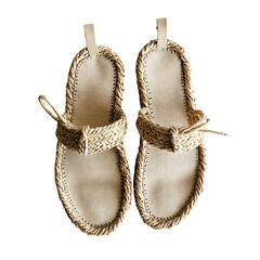 Bohemian Espadrille Sandals with Organic Woven Pattern Isolated on Transparent Background