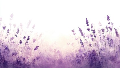 Obraz premium Lavender field, soft watercolor style, gentle light