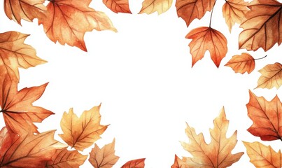 Cornice autunnale di foglie d'acero acquerellate