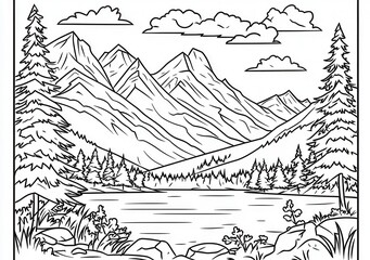 Fototapeta premium Paesaggio montano stilizzato in bianco e nero