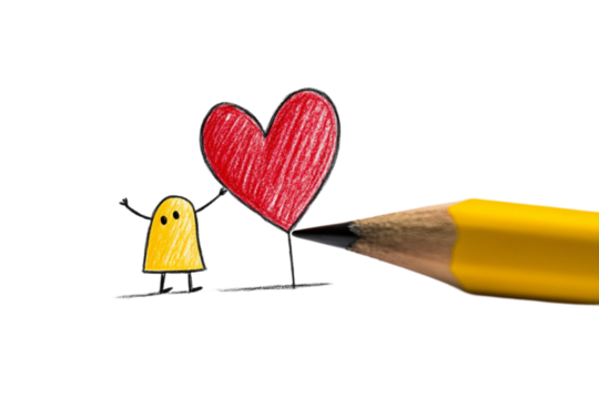 Cute Cartoon Character Big Red Heart love icon    