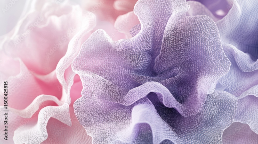 Poster close-up view of draped, textured fabric with soft color gradients.