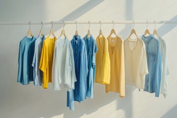 Colorful tops on a white rod, sunlight