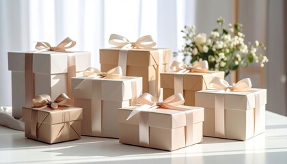 Elegant gifts with sunlit room.
