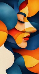 Abstract Woman Portrait with Colorful Shapes.