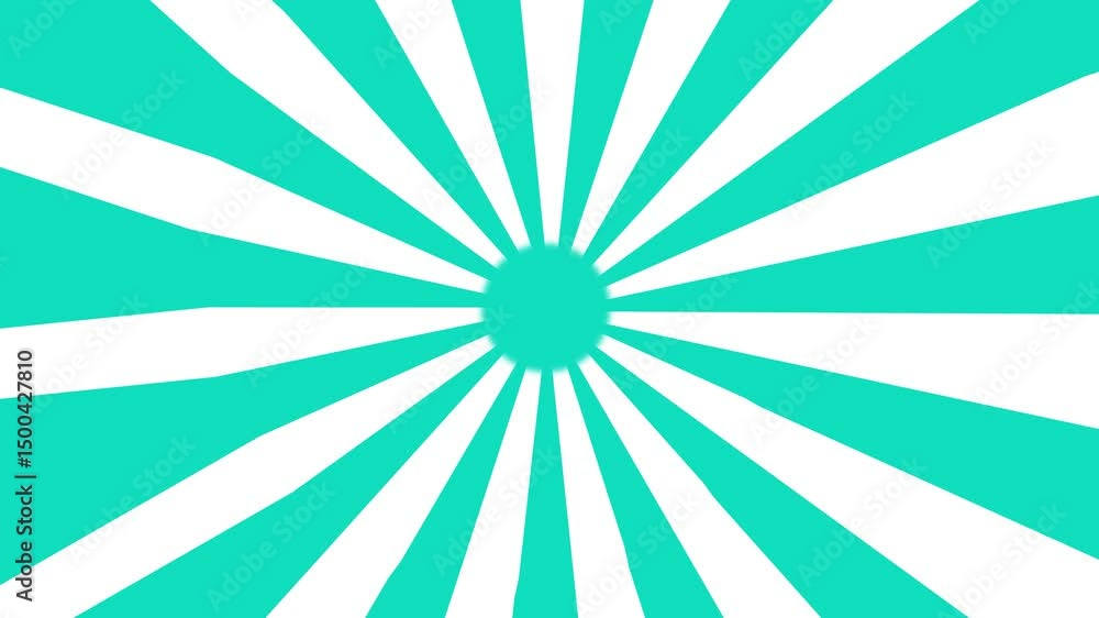Poster radiant turquoise sunburst pattern with geometric lines. turquoise and white sunburst abstract graph