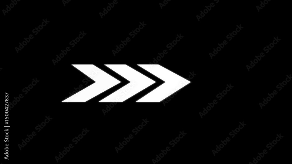 Poster white arrows pointing right for business visuals. abstract animated white arrows moving right on bla