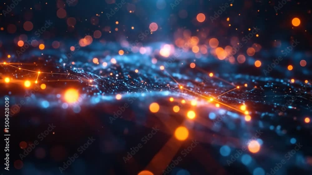 Aufkleber abstract digital connection technology with glowing particles and lines animation