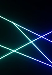 Abstract Photo Of Illuminated Blue And Green Lines Against Dark Background