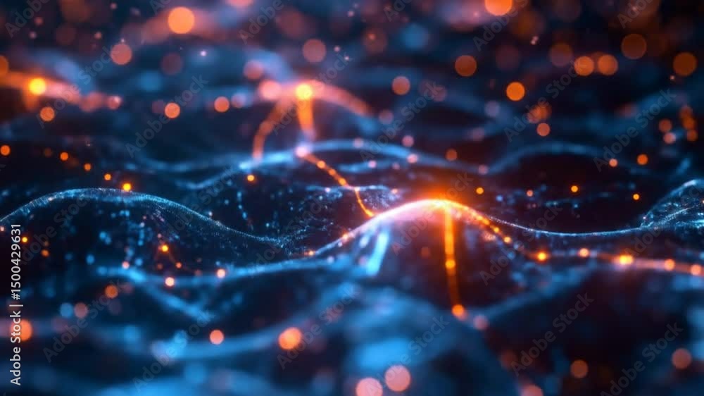 Aufkleber abstract wave background with glowing particles and light trails for visual effects