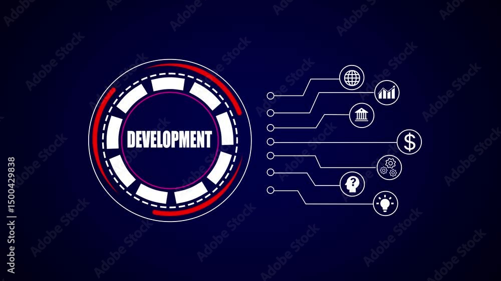 Poster circular interface for tech development. animated development concept with futuristic circular inter