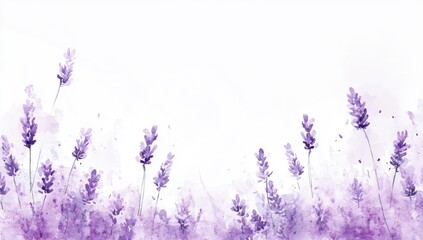 Fototapeta premium Lavender field watercolor artwork