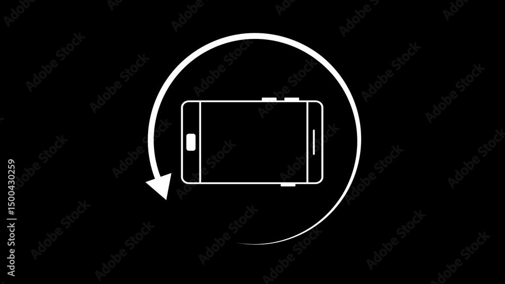 Poster mobile phone screen rotate animation with 90 degree flip. rotate your phone animation with 90 degree