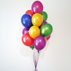 Cluster of colorful balloons in various shades of rainbow hues