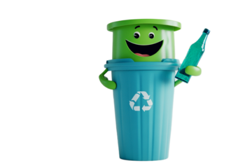 Happy Recycling Bin Cartoon Character 3d eco fun
