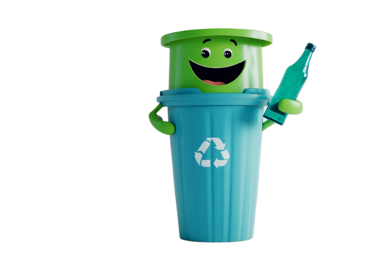 Happy Recycling Bin Cartoon Character 3d eco fun  