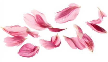 Delicate pink flower petals floating
