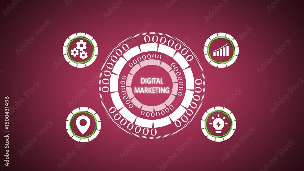 Aufkleber visualizing digital marketing essentials. digital marketing strategy infographic representing key co
