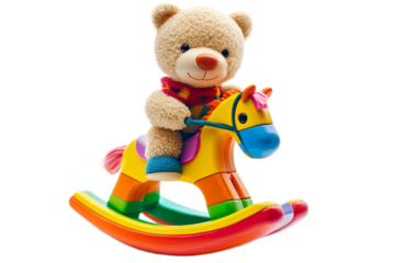 Cute Teddy Bear Riding Colorful Rocking Horse toy 